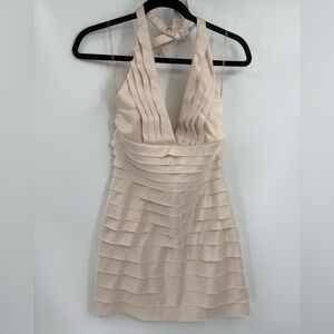 Forever 21 Vintage Y2K 2000s Champagne Statin Tiered Haulter Dres Size Small